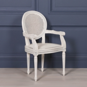 Off White Chateau Rattan Dining / Bedroom Arm Chair