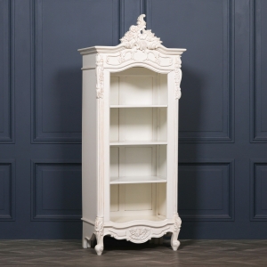 White Carved Bookcase