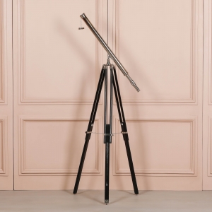Nickel Telescope on Black Wooden Stand