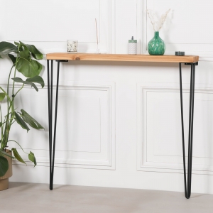 Rustic Wooden Hairpin Hall Table Console 92cm
