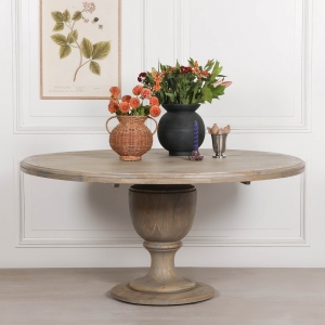 Rustic Wooden Round Dining Table 162cm