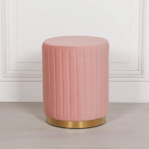 Pink Velvet Round Stool