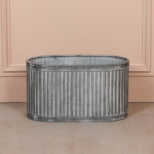 Ribbed Metal Planter - Medium