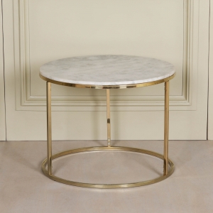 Gold Metal Side Table with Marble Top