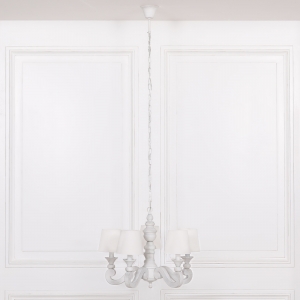 Distressed 5 Branch Chandelier with Shades