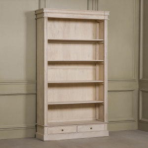 Blanche Wooden Rustic Single Open Bookcase with Drawers