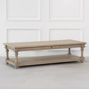 Rustic Wooden 170cm Coffee Table with Drawer