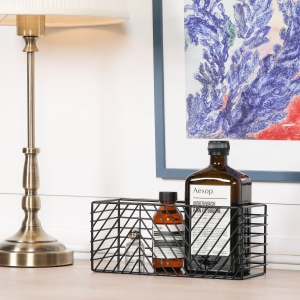 Black Painted Rectangular Metal Storage Basket