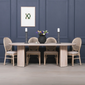 Blanche Acacia Fluted Oval Dining Table