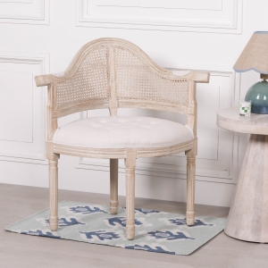 Wooden Louis Upholstered Corner Chair