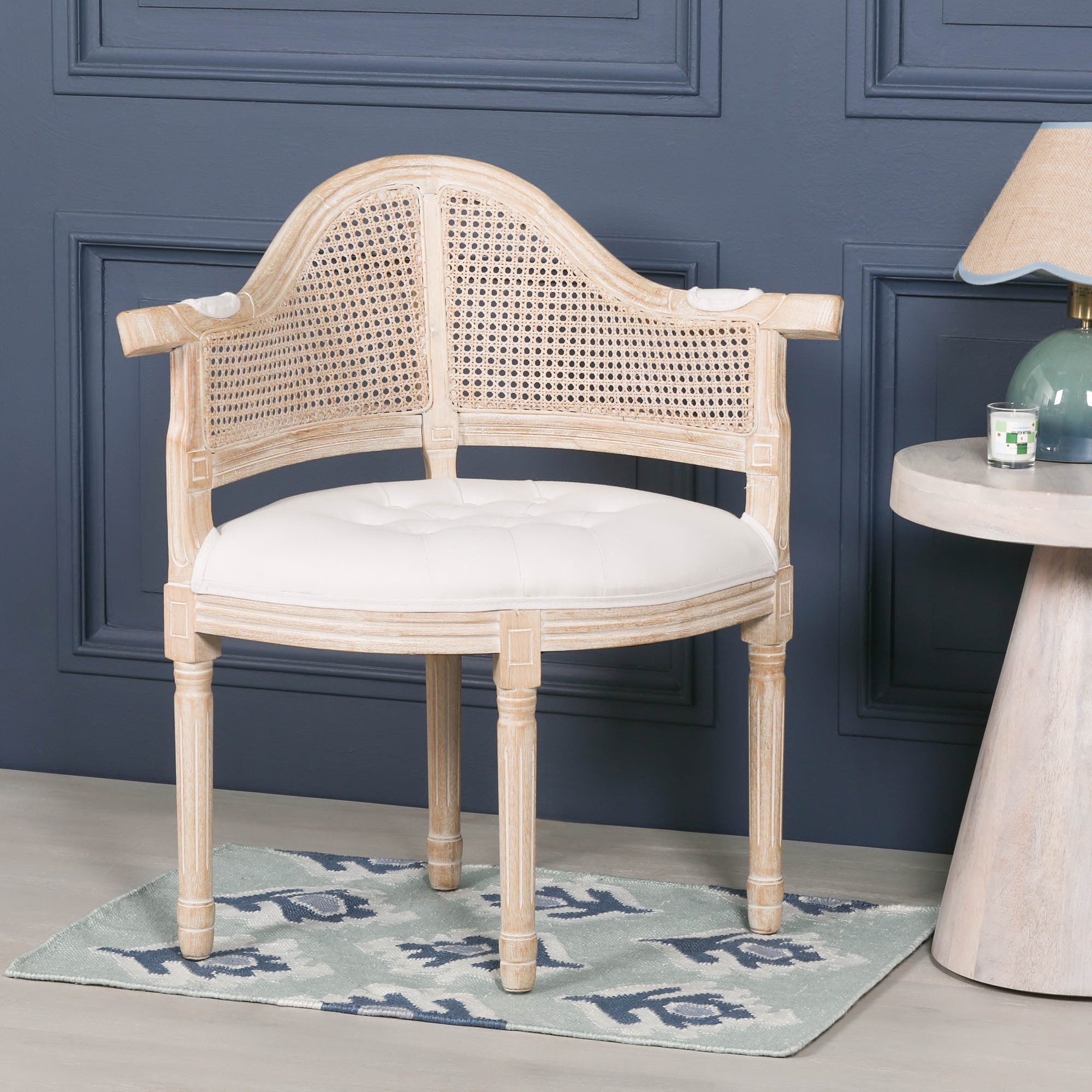Wooden Louis Upholstered Corner Chair - Image 8