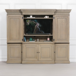 Large Wooden Triple Breakfront TV Cabinet