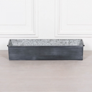 Roll Top Weathered Iron Style Metal Planter - 64cm
