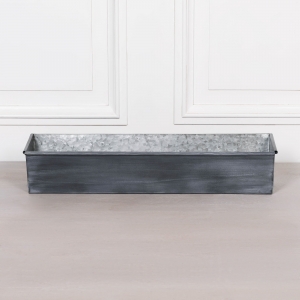 Roll Top Weathered Iron Style Metal Planter - 74cm
