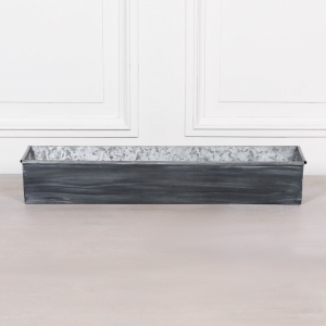 Roll Top Weathered Iron Style Metal Planter - 84cm