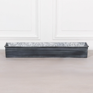 Roll Top Weathered Iron Style Metal Planter - 94cm