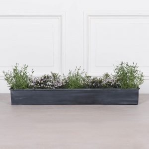 Roll Top Weathered Iron Style Metal Planter - 104cm
