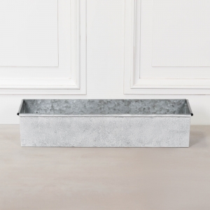 Roll Top White Wash Metal Planter - 64cm