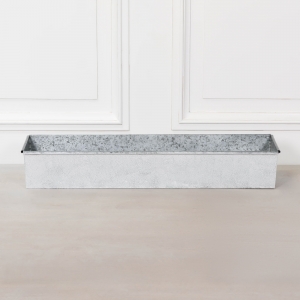 Roll Top White Wash Metal Planter - 84cm