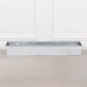 Roll Top White Wash Metal Planter - 94cm