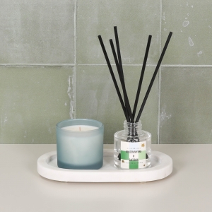 White Marble Long Oval 20cm Tray