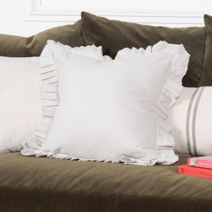 Silver Birch Grey Pink Cotton Frill 45cm Cushion Cover
