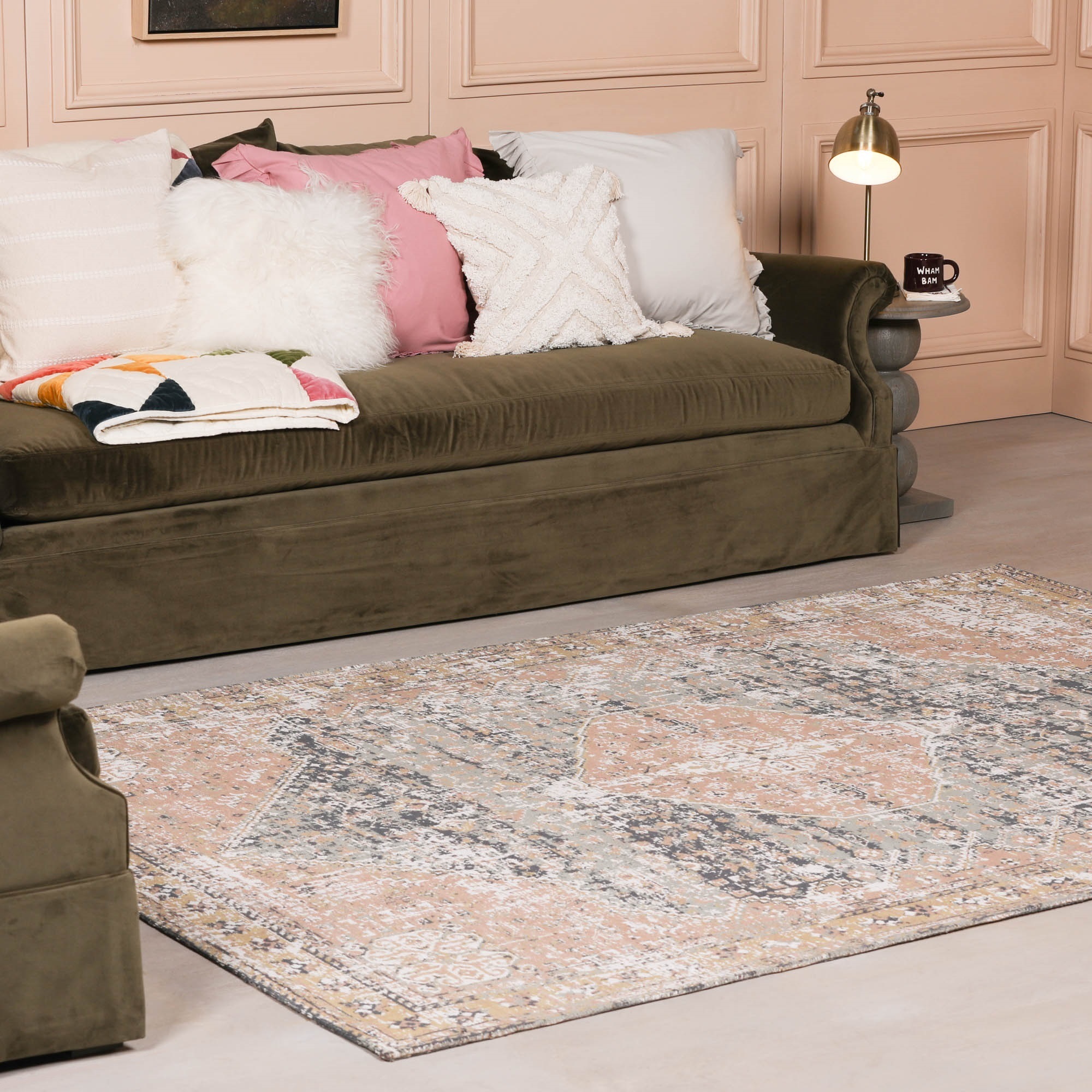 Marine Pink Chenille Washed Rug 170x120cm - Image 3