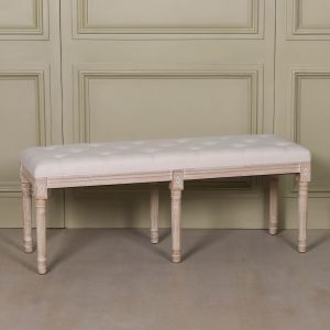 Light Wooden Louis Upholstered Bench